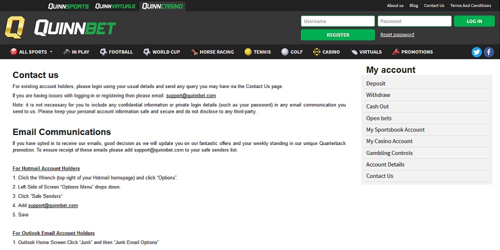 QuinnBet Contact Us
