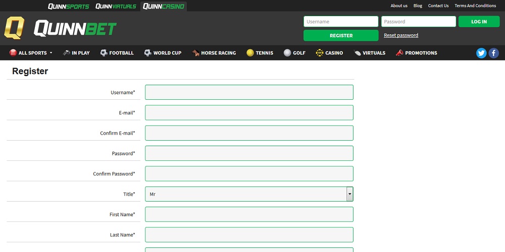 QuinnBet Registration