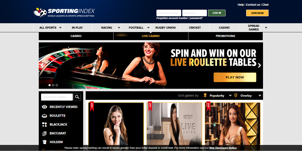 Sporting Index Live Casino